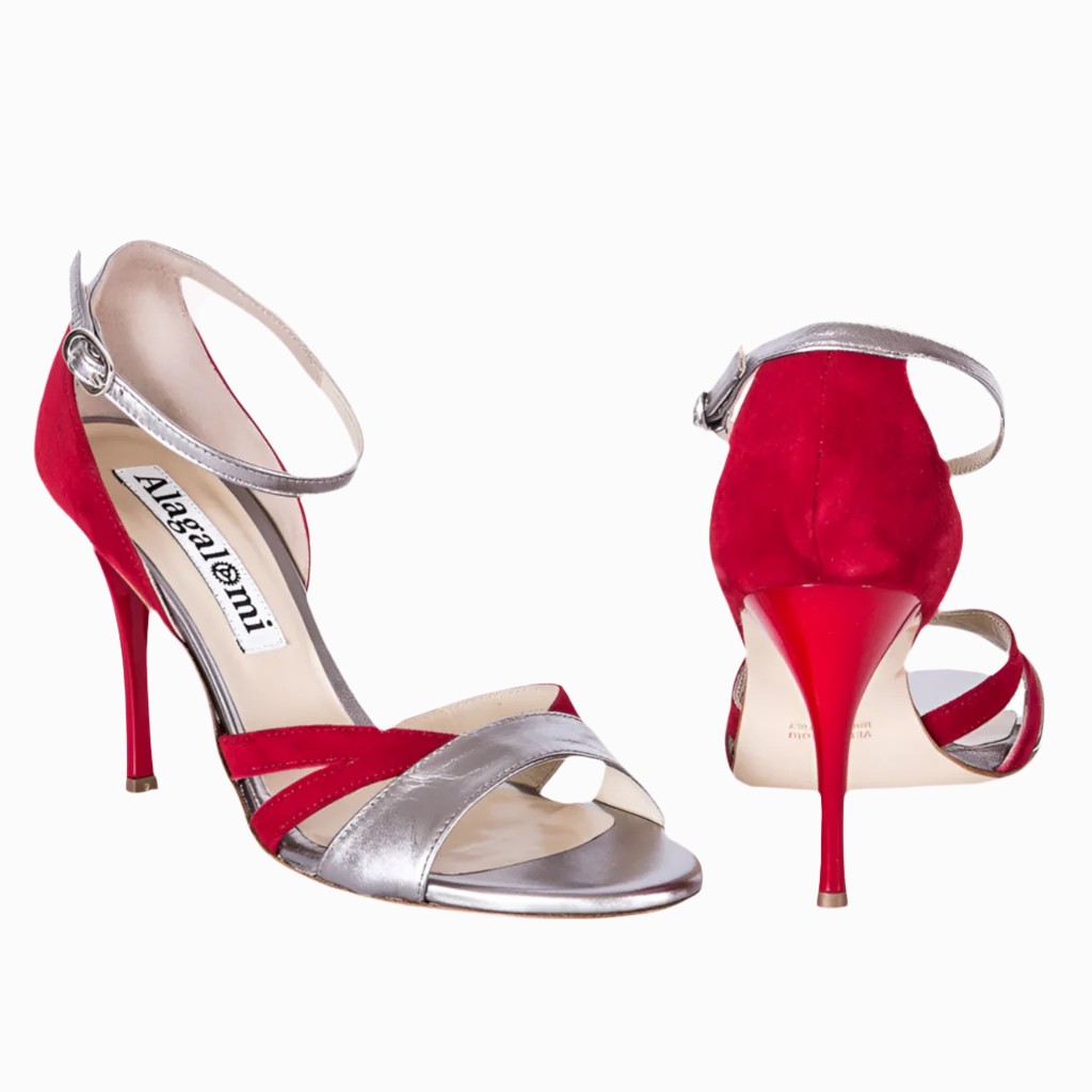 Aura / Red & Silver-Alagalomi- Axis Tango - Best Tango Shoes