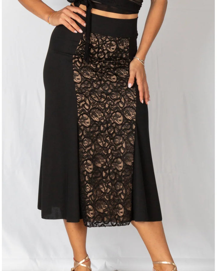 Skirt / Black With Lace-RossaSpina- Axis Tango - Best Tango Shoes