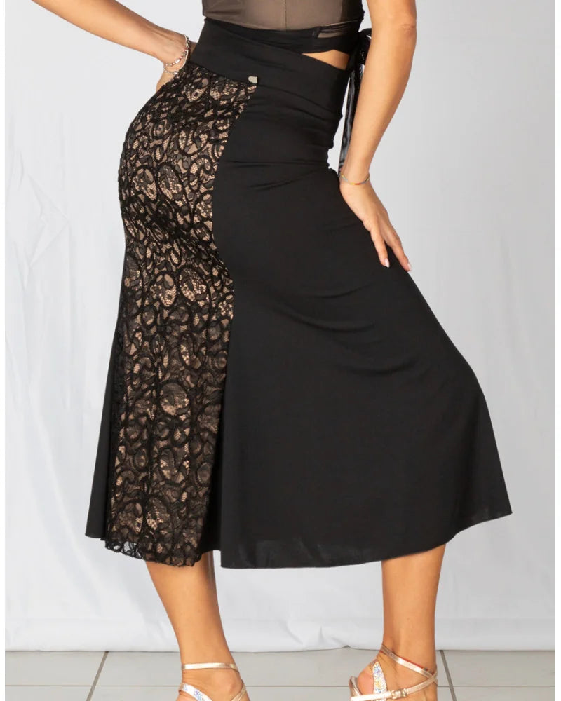 Skirt / Black With Lace-RossaSpina- Axis Tango - Best Tango Shoes