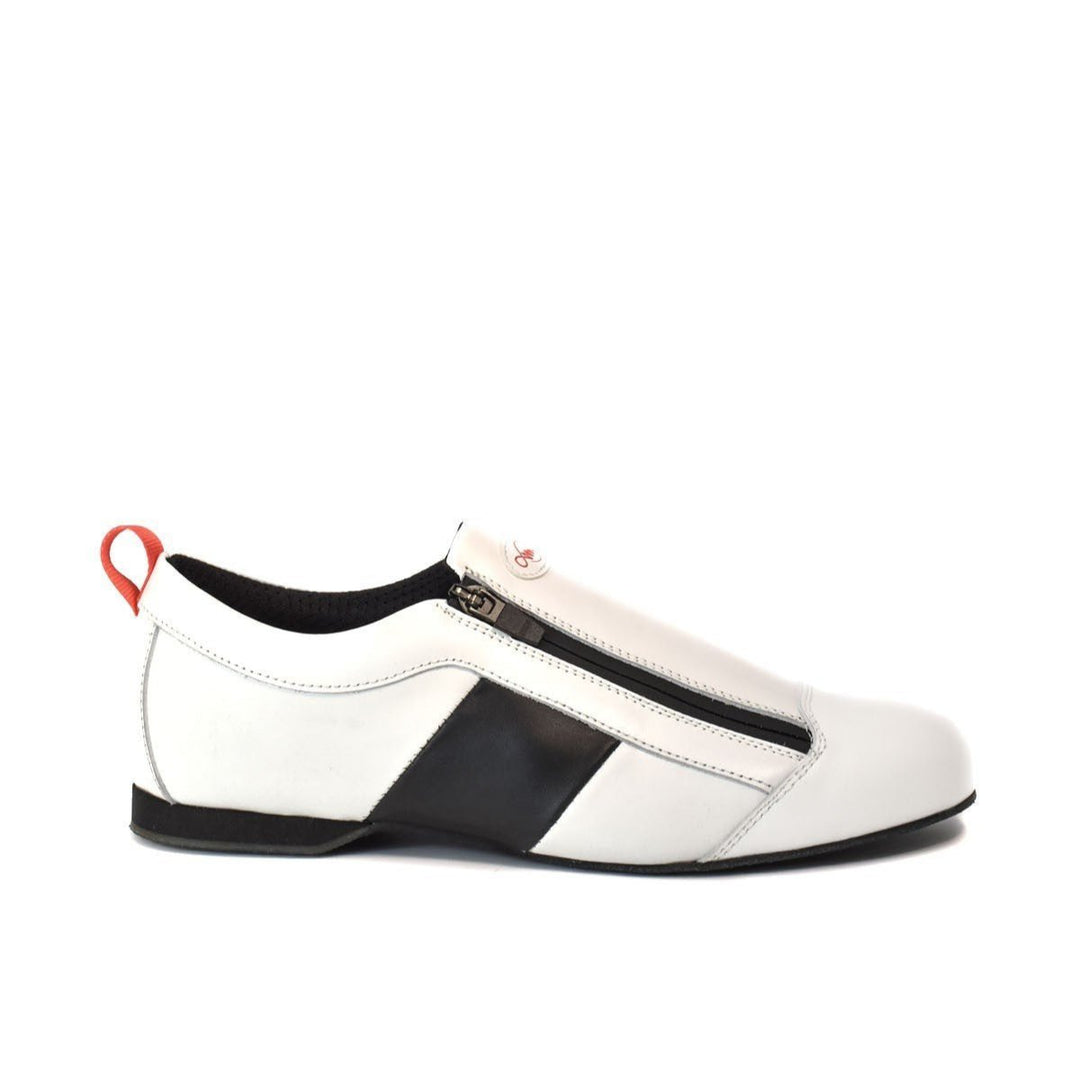 Zipper / White Leather-Monsieur Pivot- Axis Tango - Best Tango Shoes