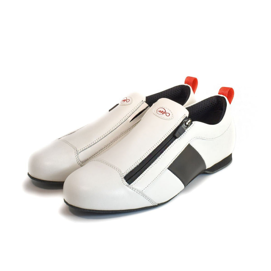 Zipper / White Leather-Monsieur Pivot- Axis Tango - Best Tango Shoes