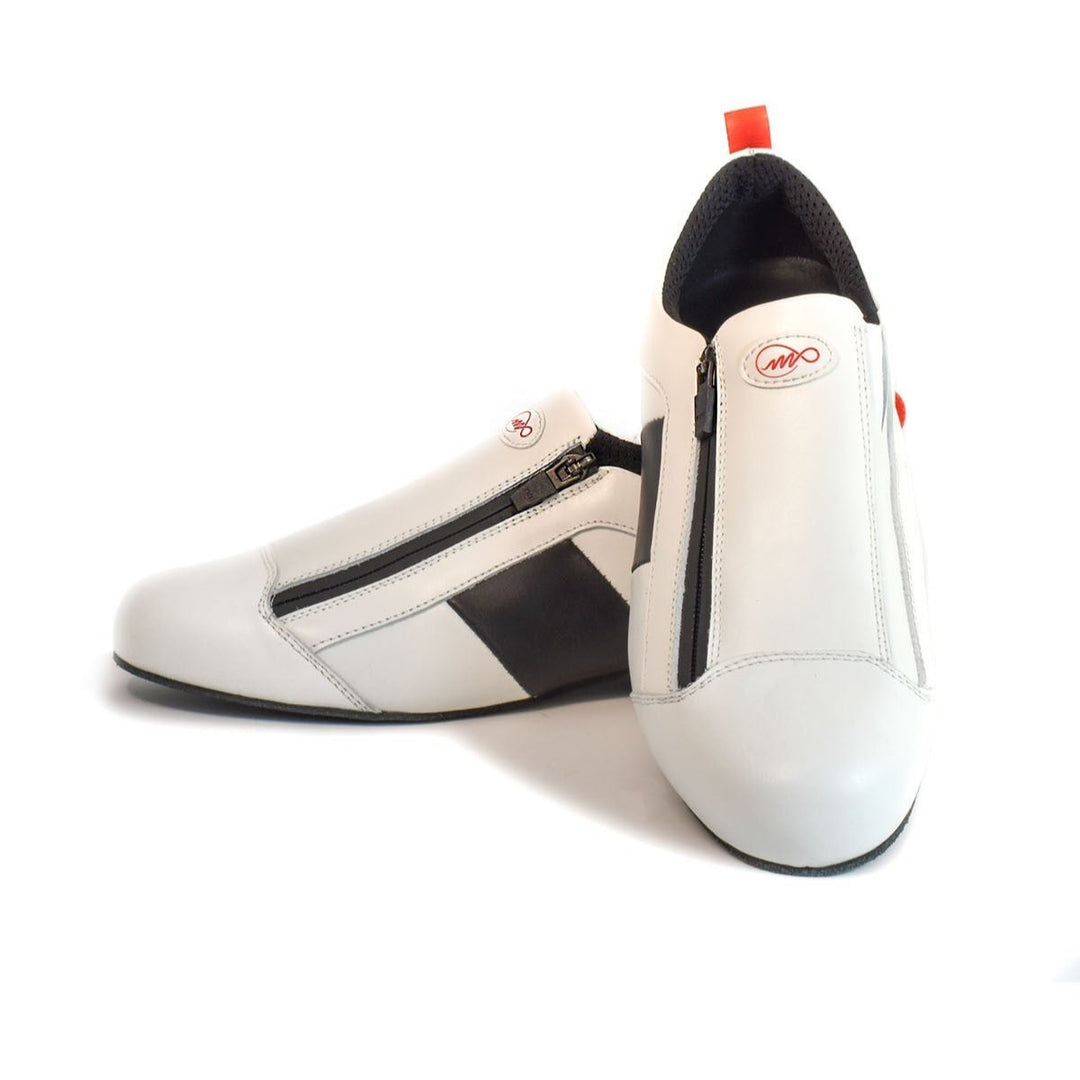 Zipper / White Leather-Monsieur Pivot- Axis Tango - Best Tango Shoes